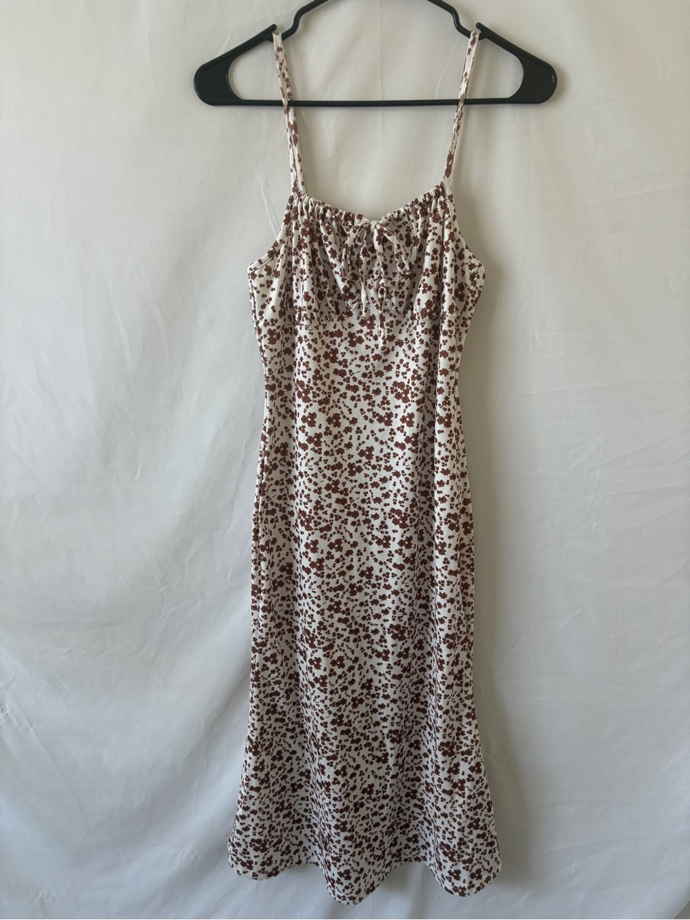 Midi Dress with Ditsy Brown Floral Print